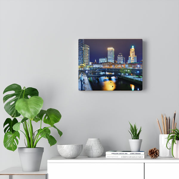 Downtown Providence at Night - Canvas