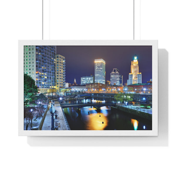 Providence At Night - Premium Framed Horizontal Poster