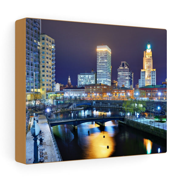 Downtown Providence at Night - Canvas